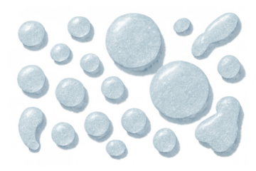 Water drops and liquid bubbles falling, splashing clean fresh dew elements on transparent background