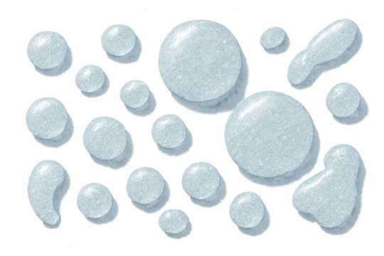 Water drops and liquid bubbles falling, splashing clean fresh dew elements on transparent background