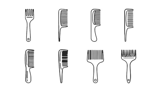 Hair comb collection vector illustration hair styling tools