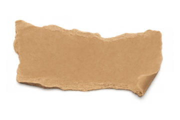 Torn brown kraft paper strip with uneven, rough edges and subtle texture. Ideal as a copy space element
