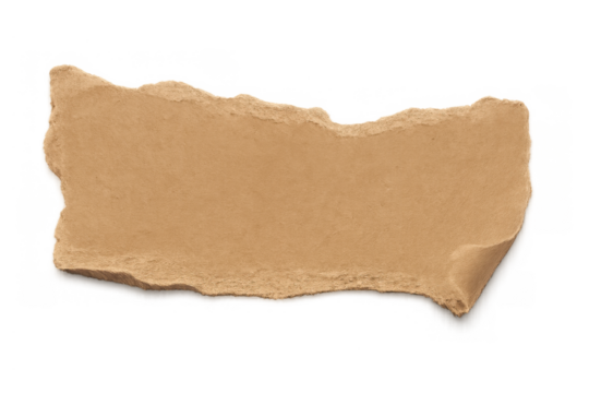Torn brown kraft paper strip with uneven, rough edges and subtle texture. Ideal as a copy space element