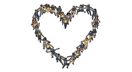 People forming heart shape community togetherness unity