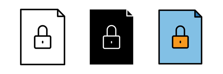 Secure file icon a secure file, usually depicted as a document or folder with a padlock or shield, indicating protected or encrypted digital content.