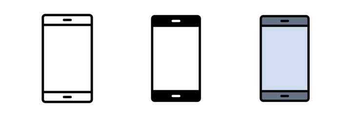 Smartphone icon, typically shown as a rectangular device with a touchscreen, home button, or minimal bezels, symbolizing mobile devices or communication.