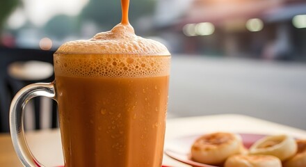 Teh Tarik, Malaysia’s iconic morning tea with milk, a must-try beverage for visitors seeking authentic local breakfast flavors