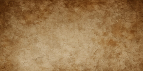 Grungy brown vintage texture of an aged antique paper sheet or stained parchment wall background