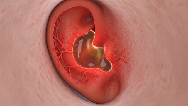 3D Animation of Earwax Buildup in the Human Ear Canal Medical Illustration.