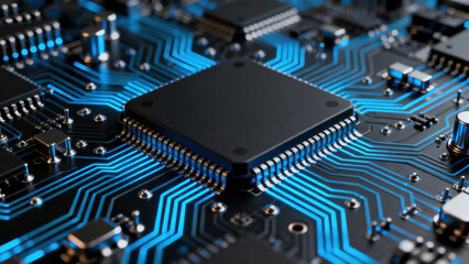 Blue Light Black Chip on Circuit Board Device