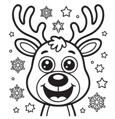 christmas reindeer with stars, showflake