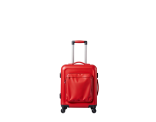 Red Rolling Suitcase on Transparent Background