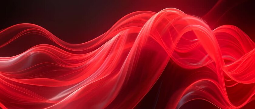 Dynamic Flow, Abstract Red Waves, Digital Space, Abstract Art, Dark Void Environment, Close-Up Viewpoint, Energy Motion Concept for SEO - Powered by Adobe