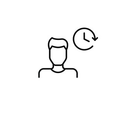 Male user and clock. Activity logs and availability status. Pixel perfect, editable stroke vector icon