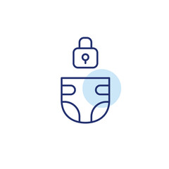 Baby diaper and lock. Child safety, parental control. Pixel perfect, editable stroke vector icon