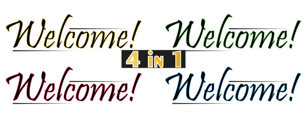 Colorful Handwritten Style Welcome Text Message with Exclamation Mark, Greeting and Invitation Vector Design Element