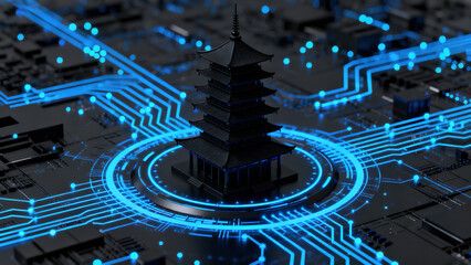 Culture-Tech Integration Pagoda on Circuit Board Device