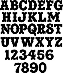 Wild Western Alphabet and Number Cowboy Font Vector