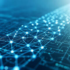 Obraz premium Blue digital network mesh background