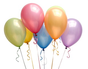 Vibrant multicolored balloons against a white background evoke celebration joy