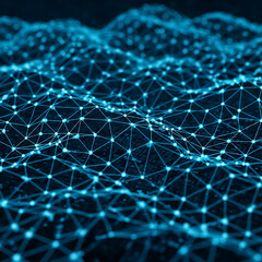 Obraz premium Blue digital network mesh background