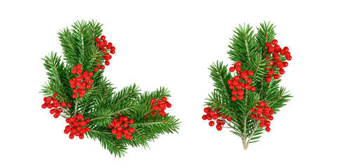 christmas wreath on white background