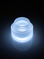 Illuminated clear plastic container with a subtle glow