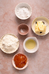 butter plate closeup whipped ingredient with flour sugar eggs 