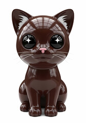 Adorable chocolate cat sculpture with big sparkling eyes, a delightful treat