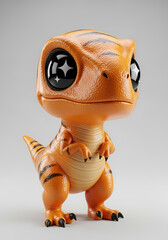 Adorable cartoon dinosaur with big expressive eyes and playful tiger stripes