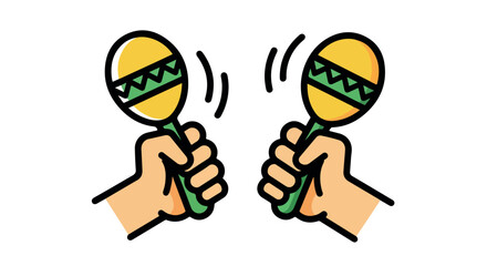 Two hands shaking maracas with transparent background