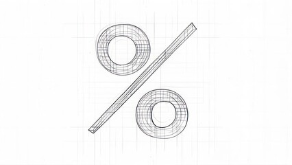 Hand-drawn percentage symbol with shaded circles, on a grid background