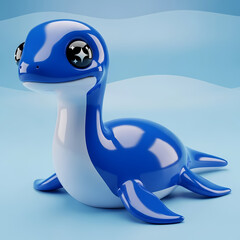 Plesiosaur with sparkling eyes, perfect for fantasy or children's projects