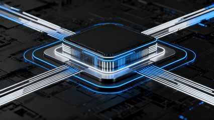 Cyber-Style Blue-White Light Tech Cube Device