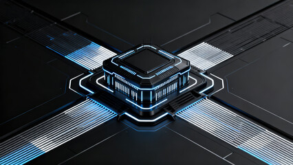 Cyber-Style Blue-White Light Tech Cube Device