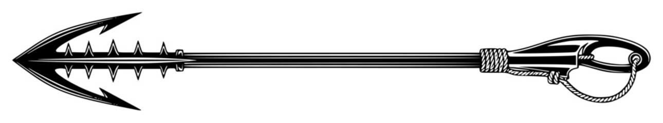 A black and white illustration of a fishing hook, ax, black, blade, hook, illustration, pitchfork, rake, spear, spike, sword, tool, weapon, against transparent background