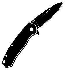 A black and white silhouette of a knife on a plain , black, blade, icon, illustration, kitchen knife, knife, profile, against transparent background