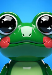 Adorable cartoon frog with sparkling eyes and rosy cheeks, perfect for playful designs
