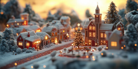 Fairytale Christmas Market Banner - Embroidered and Knitted Diorama Knit Trend