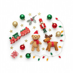 Naklejka premium Christmas tree and presents on white.