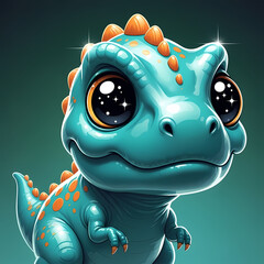 Baby dinosaur with big sparkling eyes, perfect for children's themes