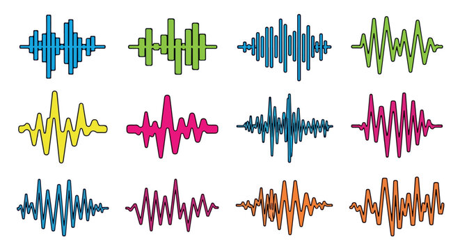 Colorful sound waves patterns for music and audio
