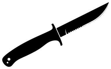A black silhouette of a knife on a , black, blade, handle, icon, kitchen knife, knife, profile, sword, against transparent background