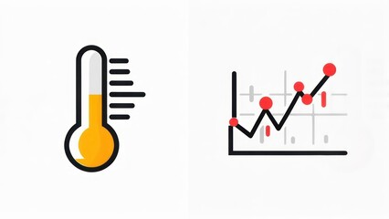 Icons depicting temperature gauge and increasing trend line, likely for data analysis
