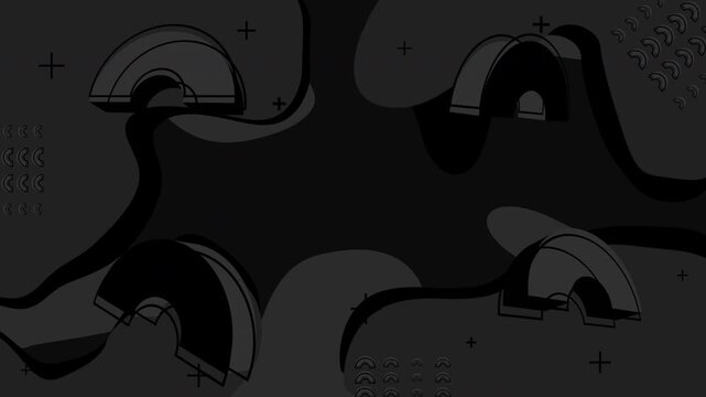 Abstract dark gray background with 3d arches and plus symbols