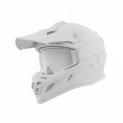 White 3D Rendered Motocross Helmet and Goggles Clay Model Isolated