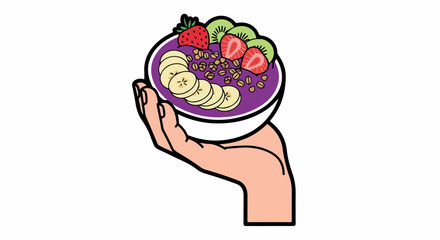 Obraz premium Fruit smoothie bowl with sliced banana and kiwi