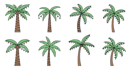 Naklejka premium Palm trees decorated with lights for festive occasions