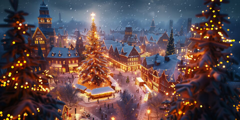 Fairytale Christmas Market Banner - Embroidered and Knitted Diorama Knit Trend