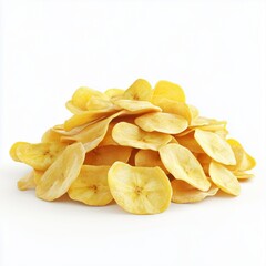 Banana chips dried fruit fries crunchy snack, isolated white
