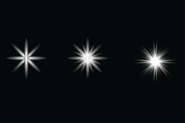 Fototapeta premium Light effects. Isolated white transparent light effects, glare, explosion, sparkle, dust, line, solar flare, spark and stars, spotlight, curve rotation. Sunlight, abstract special effect.