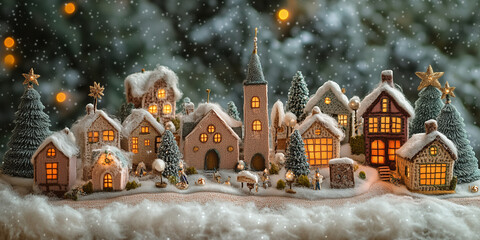 Fairytale Christmas Market Banner - Embroidered and Knitted Diorama Knit Trend